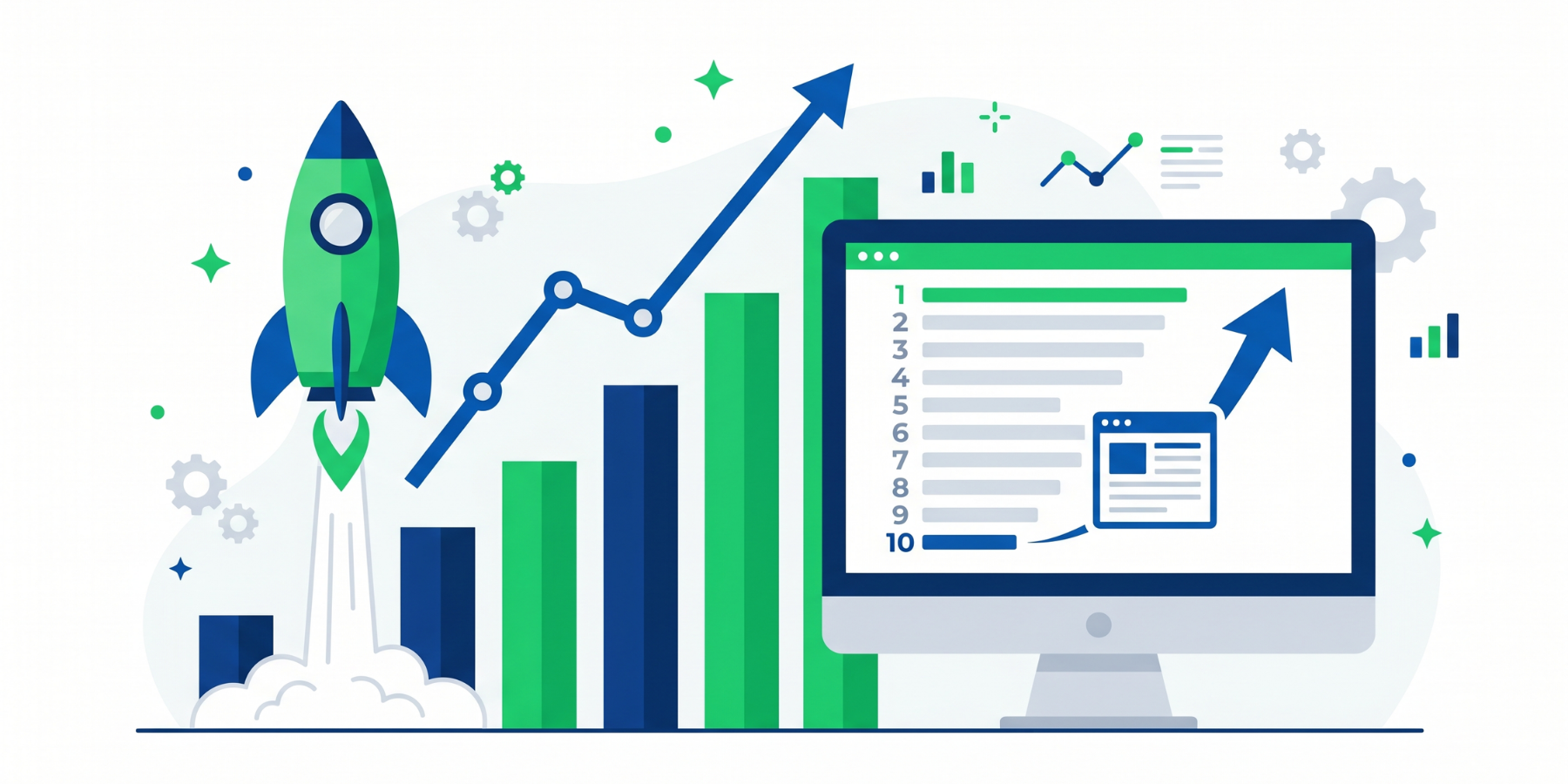 SEO website ranking improvement Google success growth chart illustration