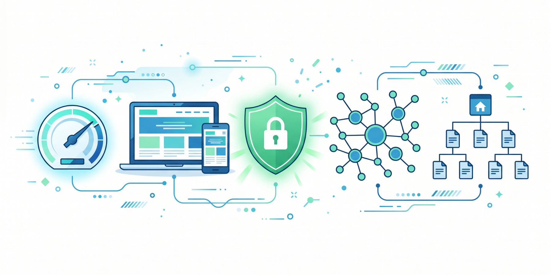 Technical SEO website speed mobile compatibility site architecture illustration